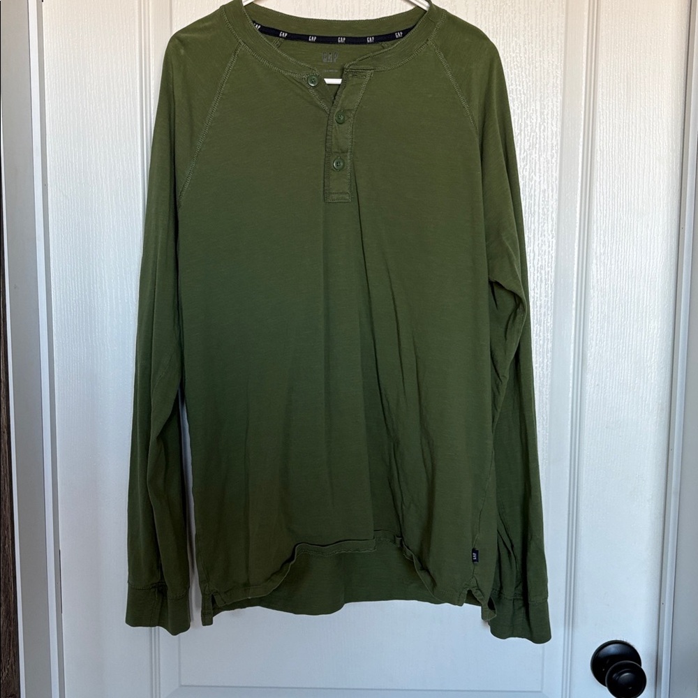 GAP Olive Long Sleeve Henley Shirt